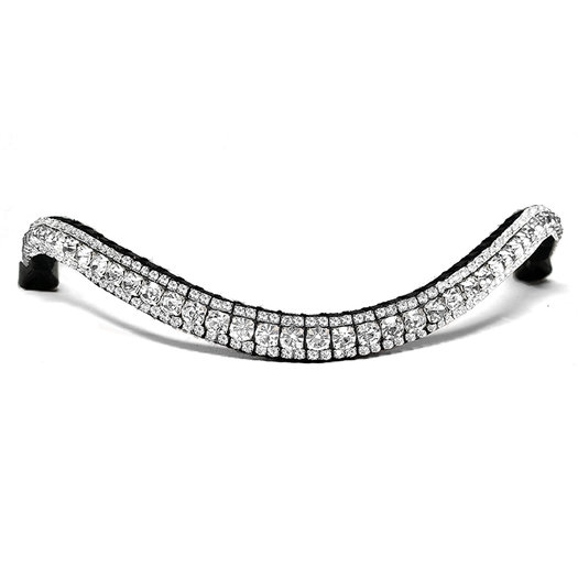 BLING DIAMANTE SPARKLY 3 ROW BLACK/WHITE CRYSTAL WITH BLACK LEATHER  BROWBAND 