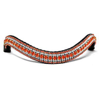 Frontriem Rhinestone Orange &amp; Crystal