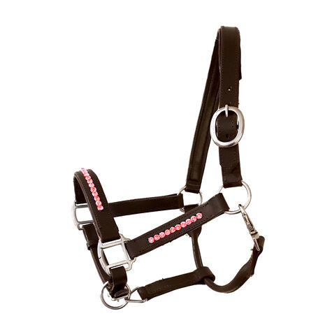 extreem typist Verplicht Halster Bling Pink - Bruin leer - Bling Your Horse